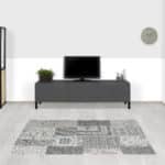 Betonlook TV meubel Jork met klepdeuren en stalen poten