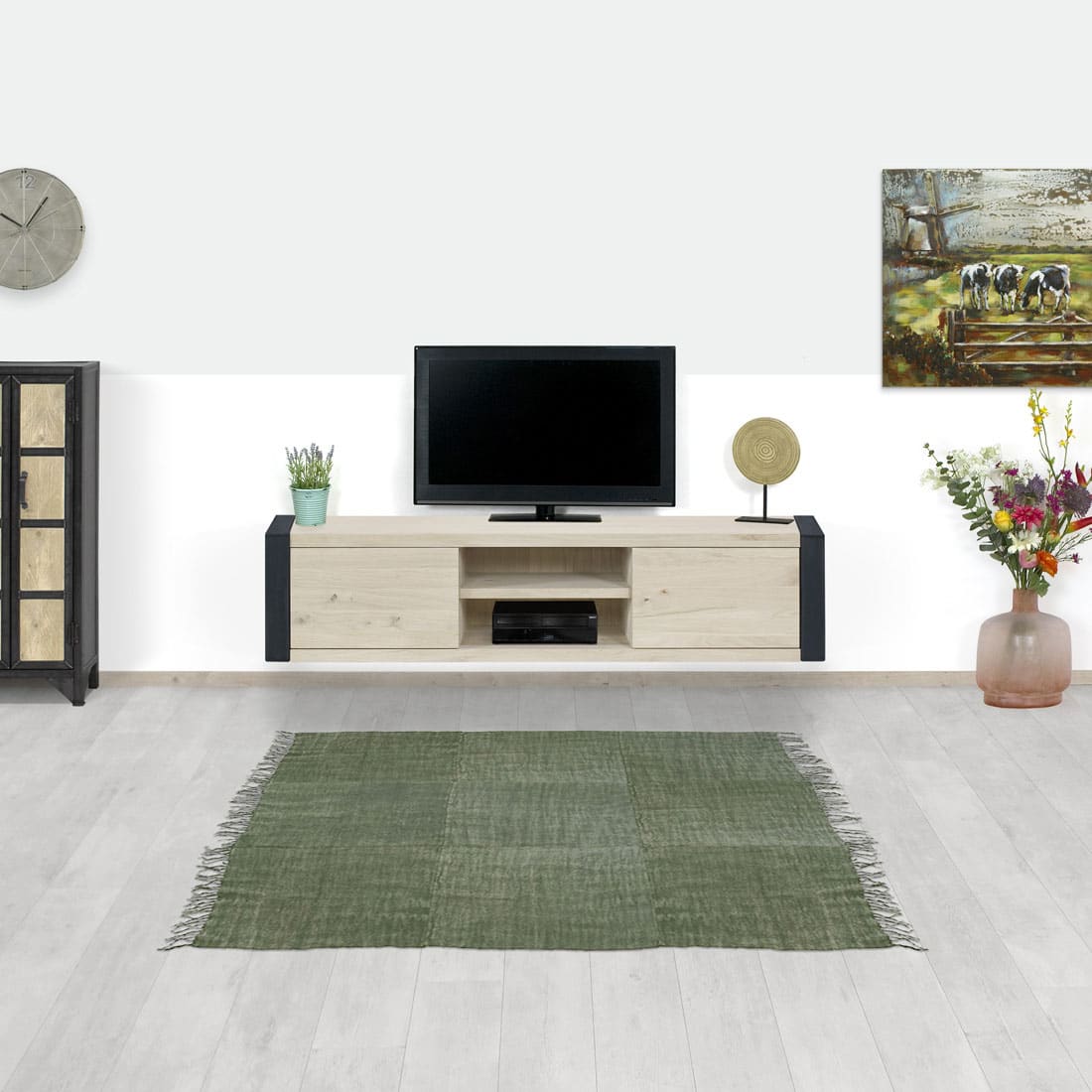 Eikenhouten zwevend TV meubel Simos