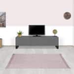 Betonlook TV meubel Eda met industriele O poten en klepdeuren