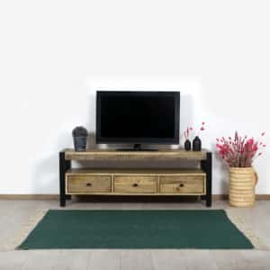 Mangohout TV meubel Enders met lades en industrieel frame