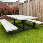 Steigerhouten picknicktafel Hamel met stalen onderstel