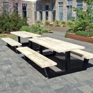 Steigerhouten picknicktafel Hamel met stalen onderstel