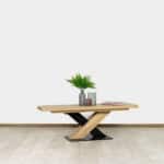 Eikenhouten salontafel Ollie met stalen poot