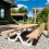 Douglas houten picknicktafel Eland met stalen X frame