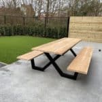 Douglas houten picknicktafel Eland met stalen X frame