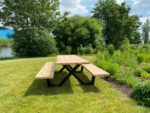Douglas houten picknicktafel Eland met stalen X frame
