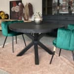Mangohout tafel London met matrix poot en zwart blad