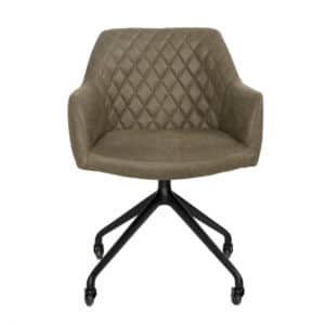 Eetkamerstoel Levi op wielen eco-leer olijfgroen