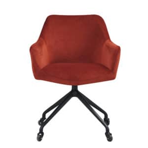 Eetkamerstoel Quinn op wielen velvet koper