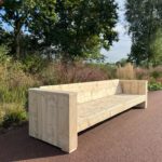 Steigerhouten bank Royce met rechte armleuningen