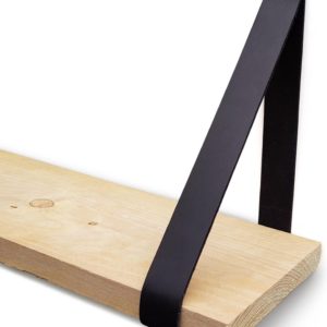 Leren plankdrager zwart | set van 2