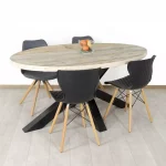 Steigerhouten ovale tafel Leia met industriële spider poot