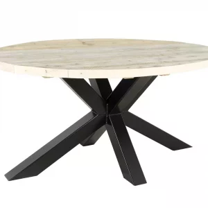 Steigerhouten ovale tafel Leia met industriële spider poot