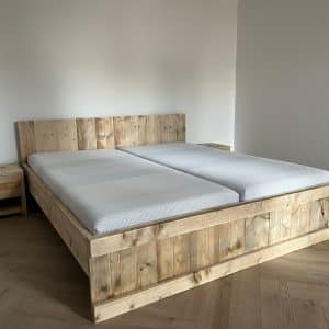 Steigerhouten tweepersoons bed Tycho