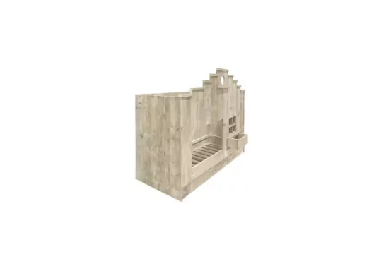Bed Hebe steigerhout in huisvorm