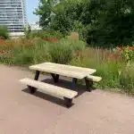 Steigerhouten kinder picknicktafel met stalen poten Bliss