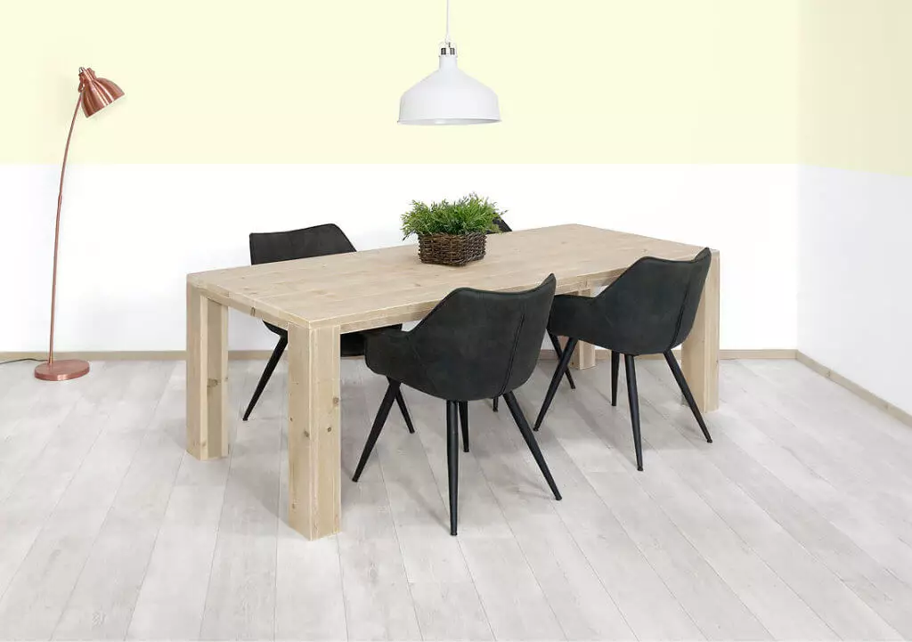 Steigerhouten tafel Niels met kolompoten 200x100x78cm