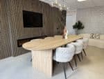 Eikenhouten tafel Lente met halfrond blad