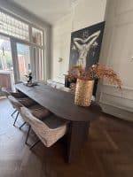 Eikenhouten tafel Lente met halfrond blad