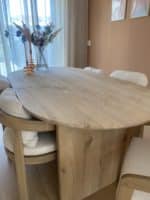 Eikenhouten tafel Lente met halfrond blad