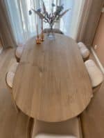 Eikenhouten tafel Lente met halfrond blad