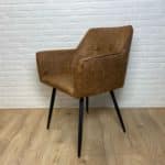 Stoel Bergen met armleuning cognac microvezel