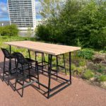 Douglashouten statafel Marieke met stalen frame