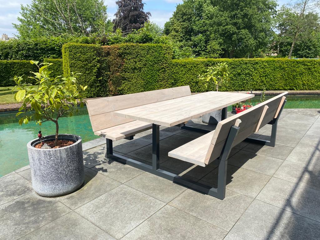 Douglas picknicktafel Eros met staal en white wash