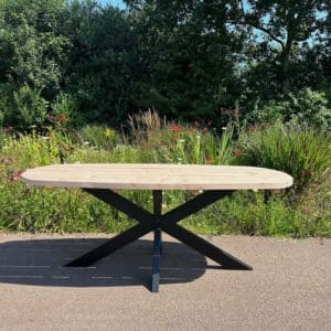 Steigerhouten tuintafel Dennis met ovaal blad