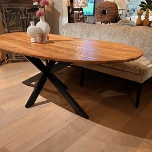 Mangohouten tafel organische vorm Elano